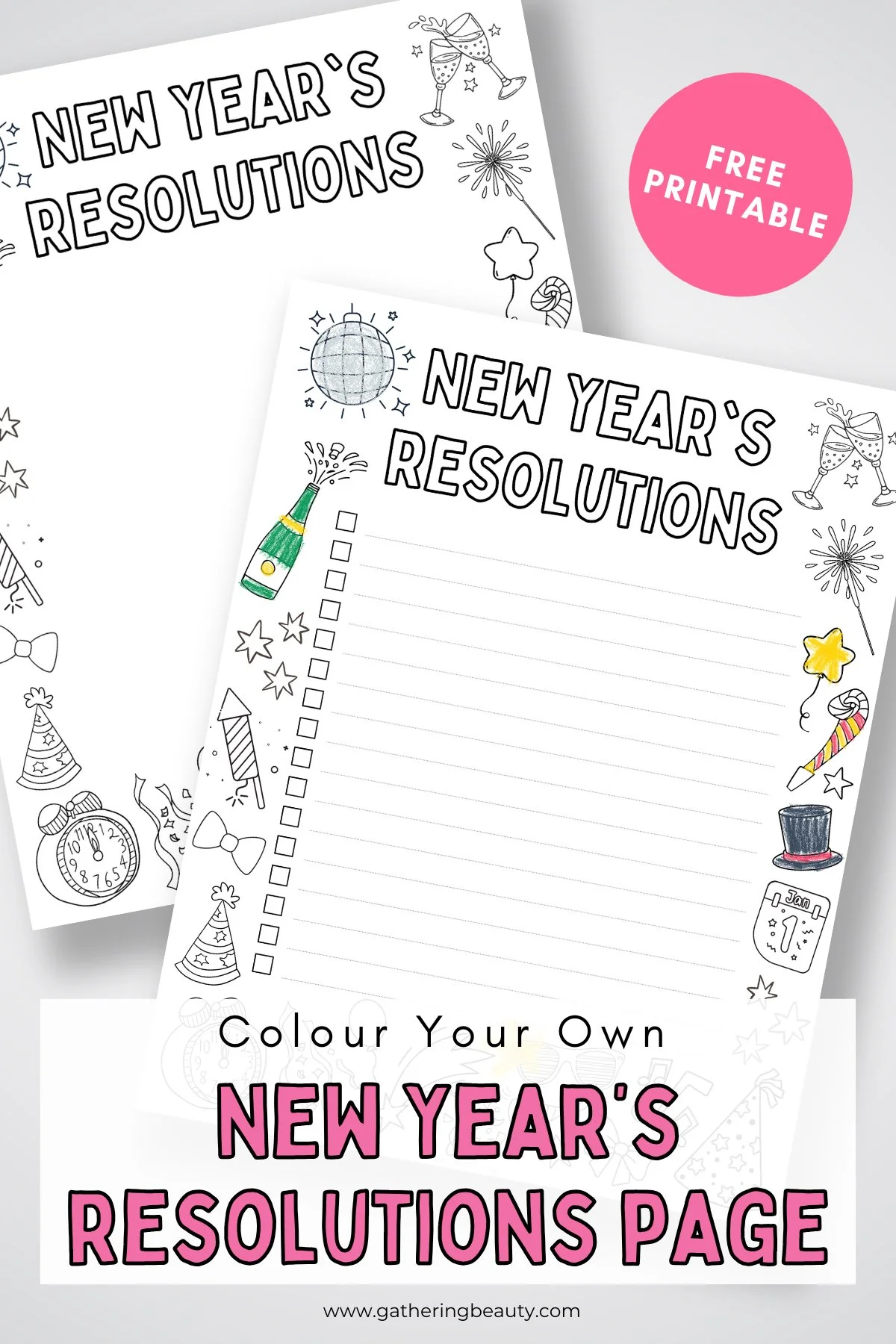free new year's resolutions printable to colour — gathering beauty